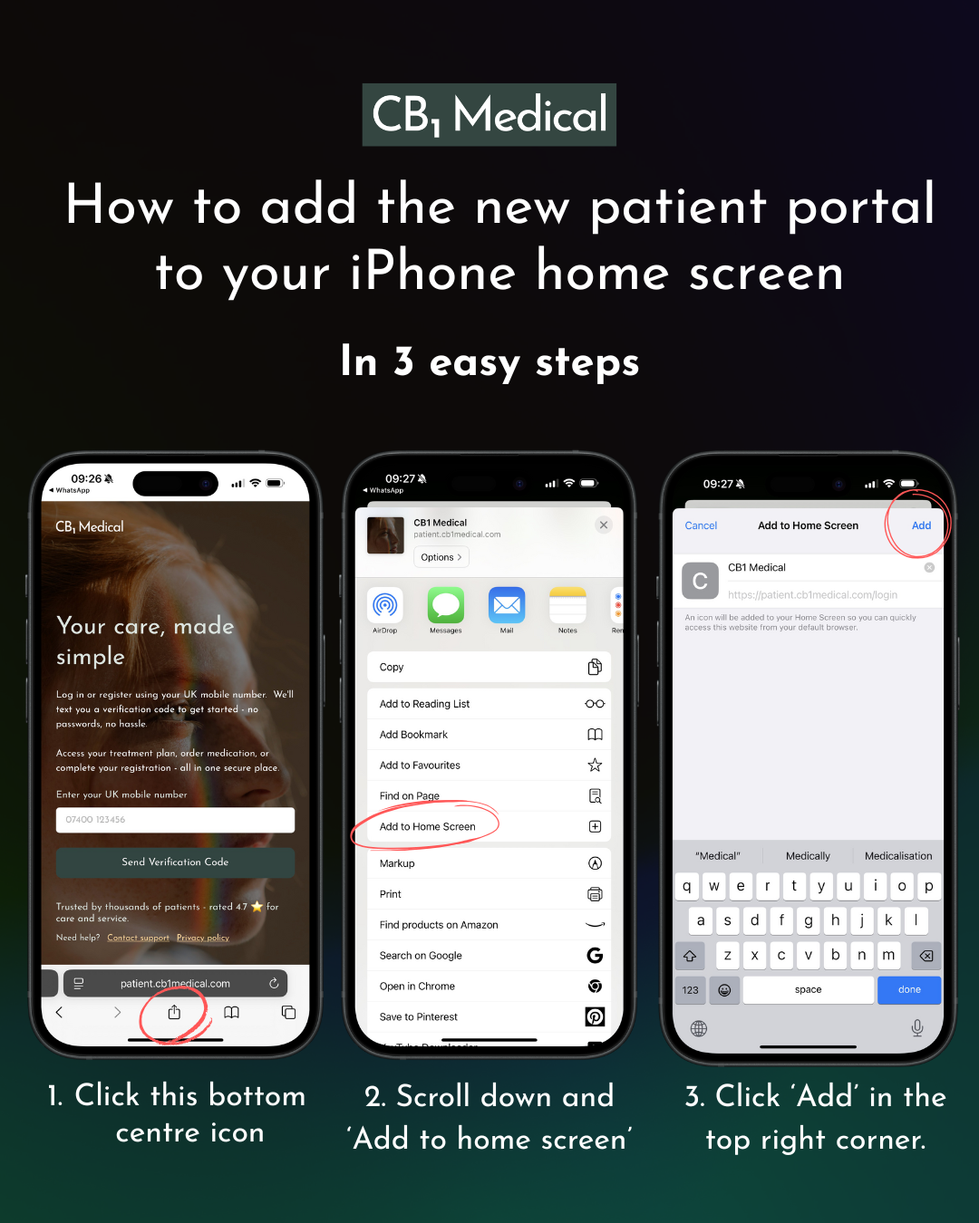 Adding the new CB1 Patient Portal as an app
